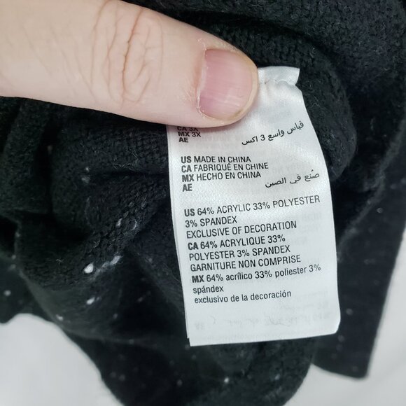 Karen Scott Plus Sweater Black Reindeer Sequin Design  3x (AR) - Picture 4 of 7